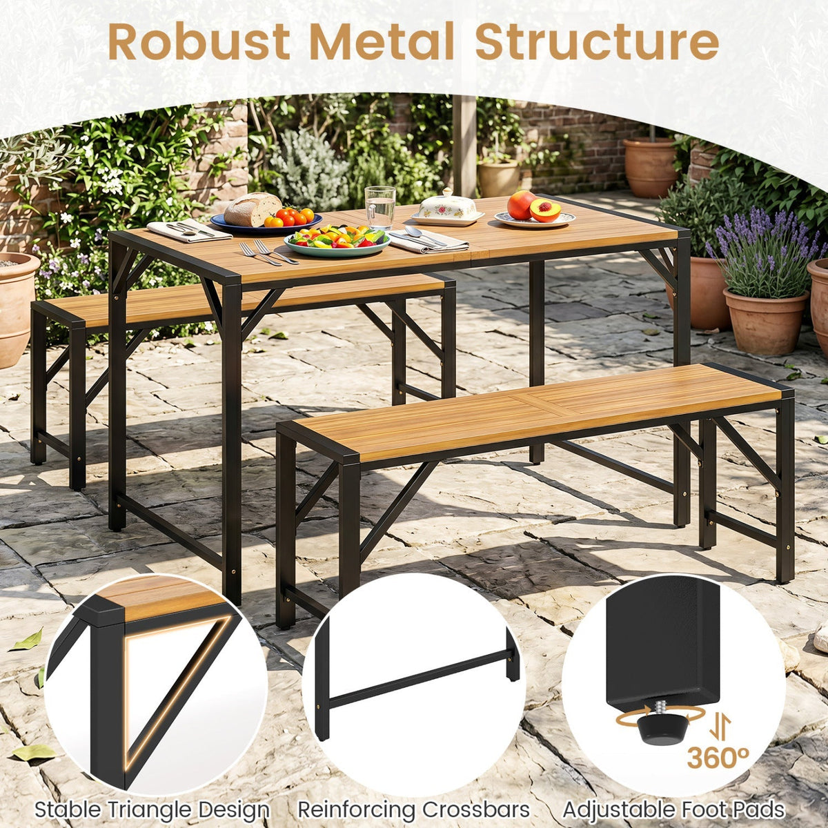 47.5" Outdoor Wood Bench-Slatted Seat