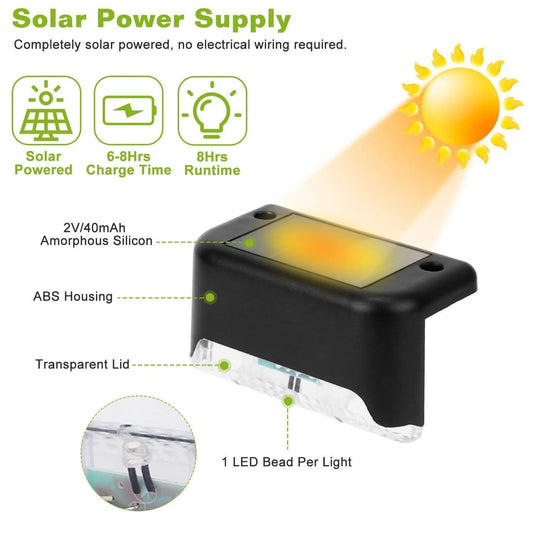 4 Solar Powered LED Step Lights