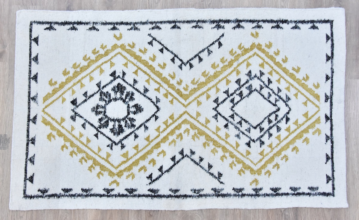 Black Wool And Silk Handmade Rug