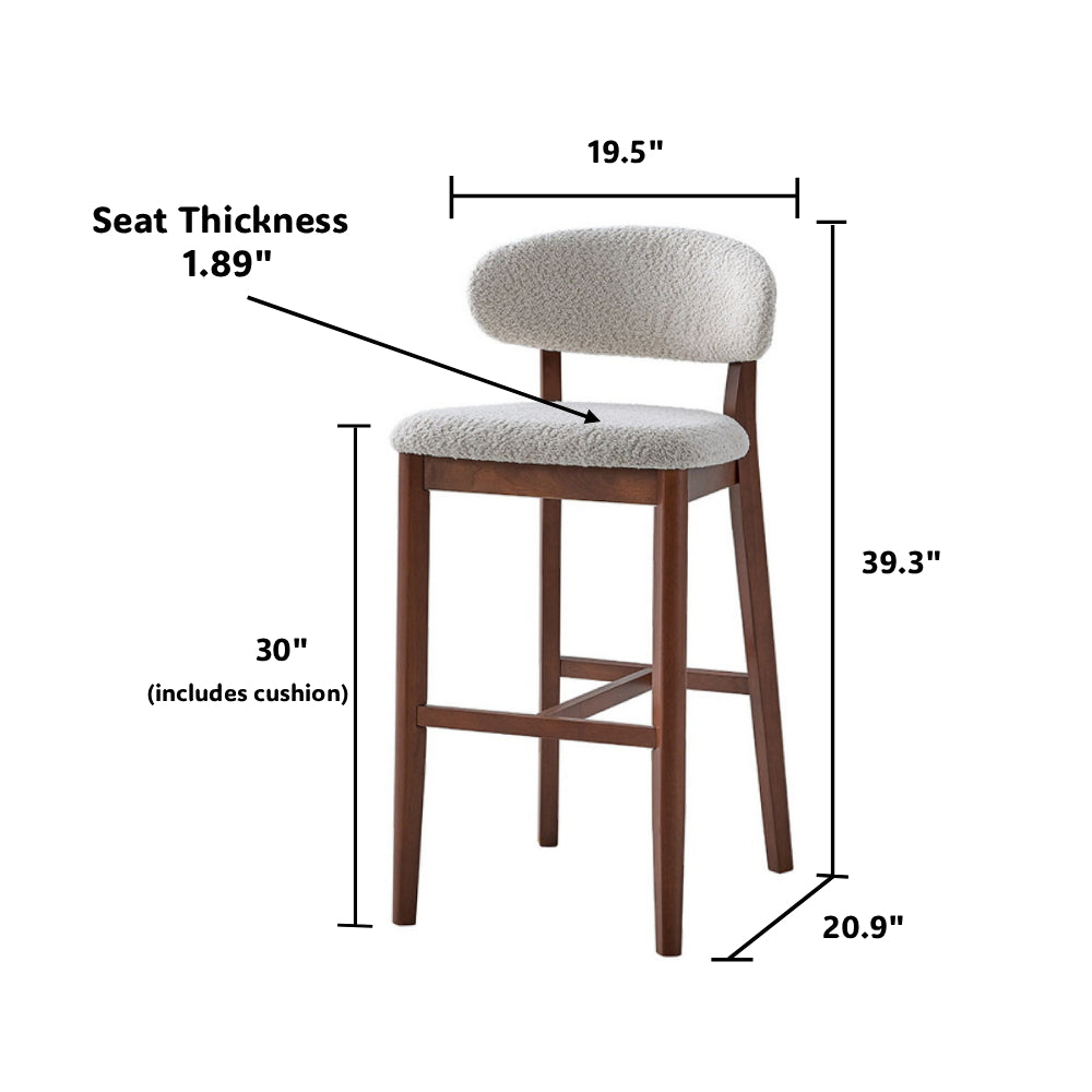 2 - Upholstered Bar Height Stools, Solid Wood