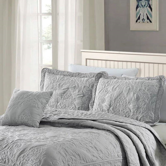King Ash Grey 4 Piece Oversized Bedspread Set