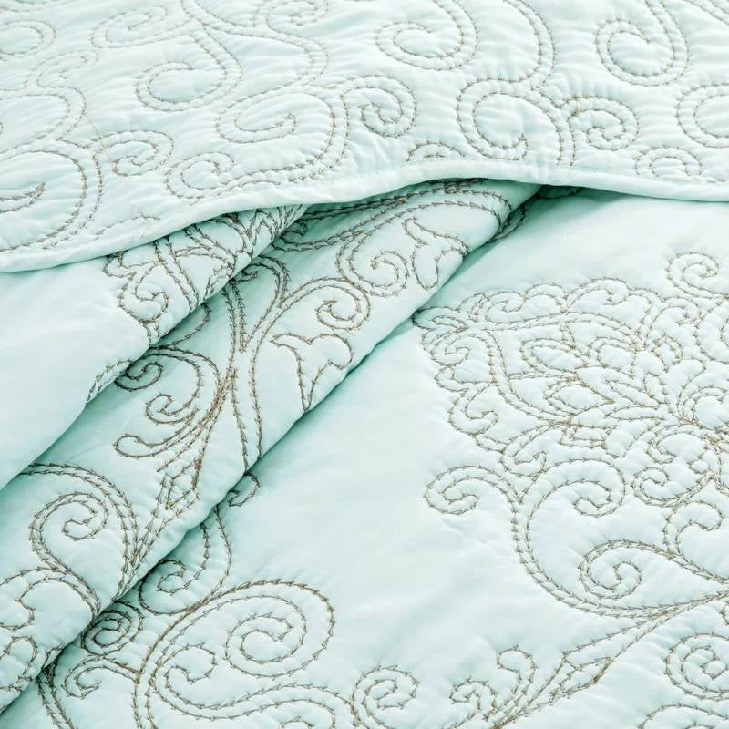 King Light Blue 4 Piece Oversized Bedspread Set