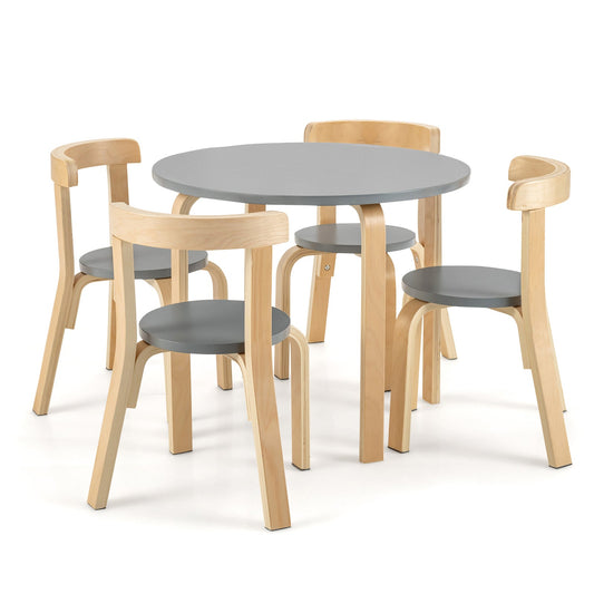 Kids Wooden Curved Back Activity Table And Chair Set