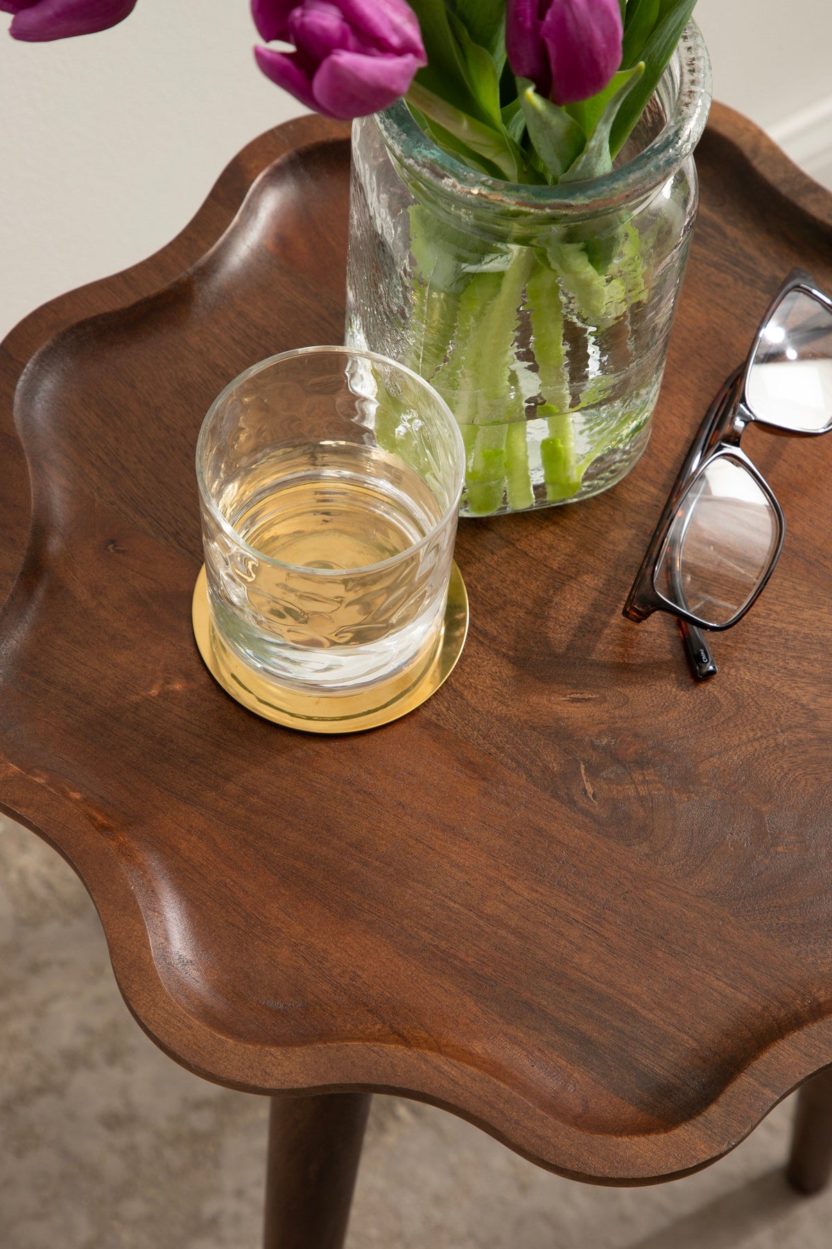 Scallop Wood Side Table