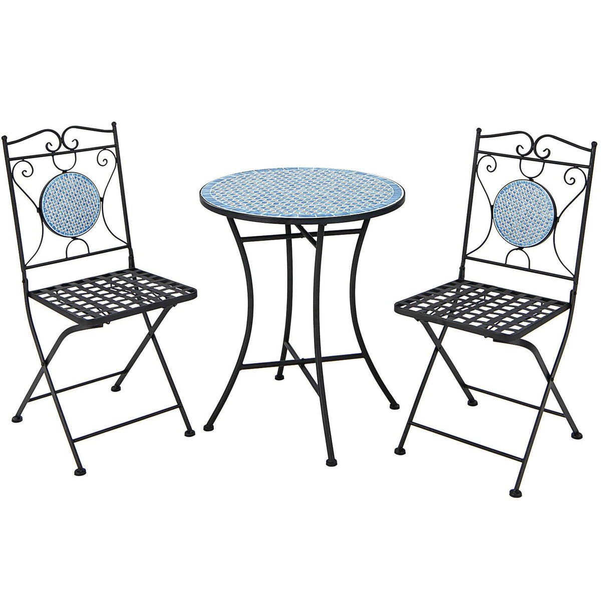3 Pieces Outdoor Furniture Mosaic Table Chairs