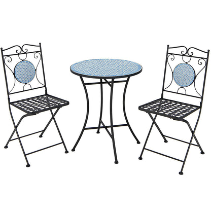 3 Pieces Outdoor Furniture Mosaic Table Chairs