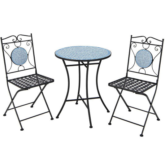 3 Pieces Outdoor Furniture Mosaic Table Chairs