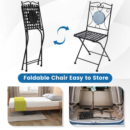 3 Pieces Outdoor Furniture Mosaic Table Chairs