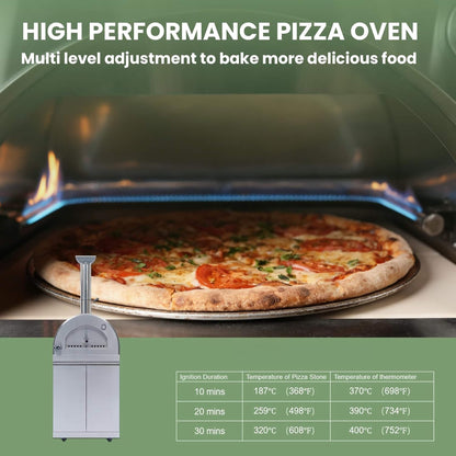 Outdoor Kitchen Island With Pizza Oven, Rotisserie & Refrigerator