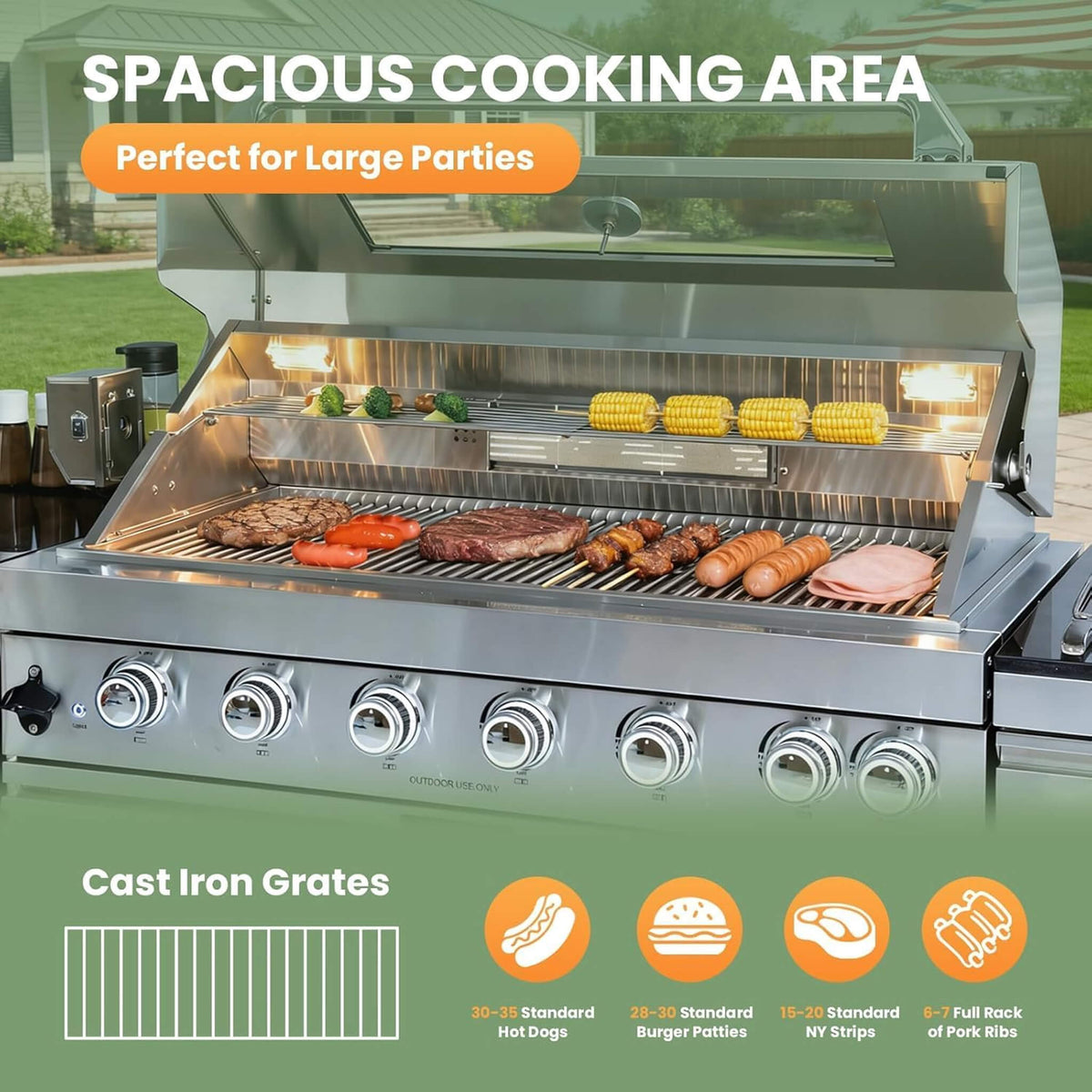 Outdoor Kitchen Island With Pizza Oven, Rotisserie & Refrigerator