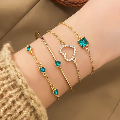 4 Piece Bracelet Heart & Square Design
