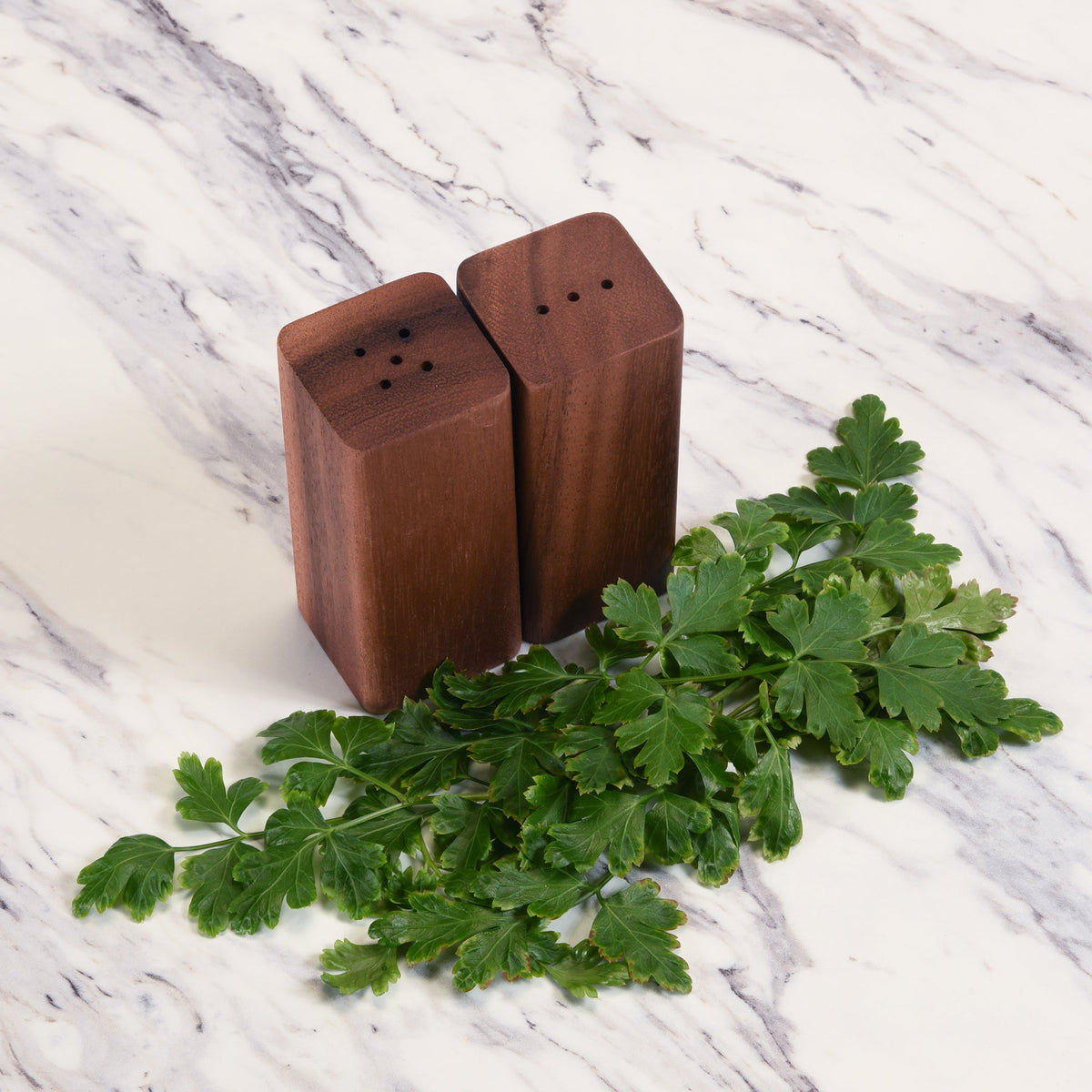 Salt & Pepper Shakers On Acacia Wood Base