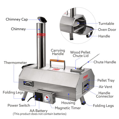 12" Stainless Steel Pizza Outdoor Oven