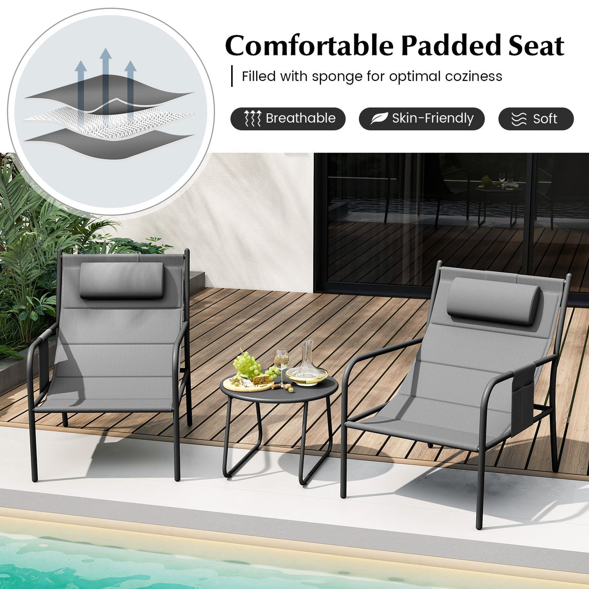 3 Piece Outdoor Patio Set