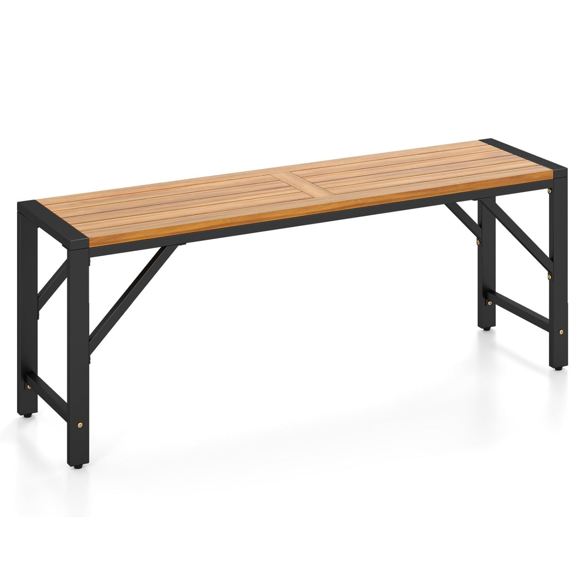 47.5" Outdoor Wood Bench-Slatted Seat
