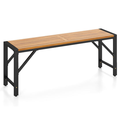 47.5" Outdoor Wood Bench-Slatted Seat
