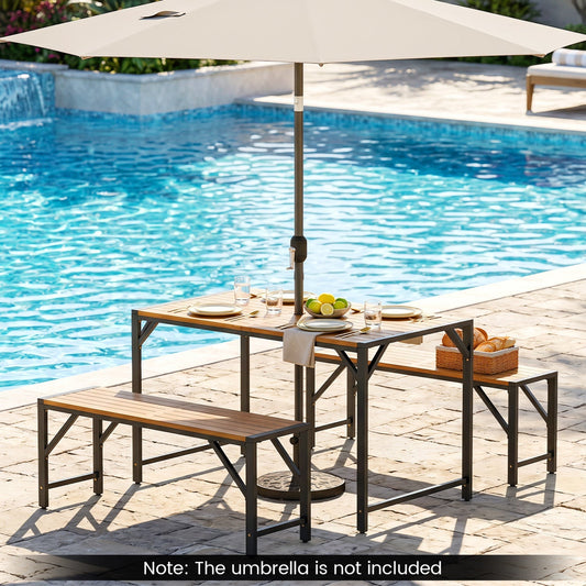 47.5" Outdoor Wood Bench-Slatted Seat