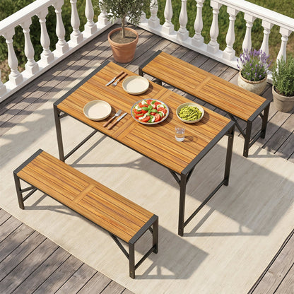 47.5" Outdoor Wood Bench-Slatted Seat