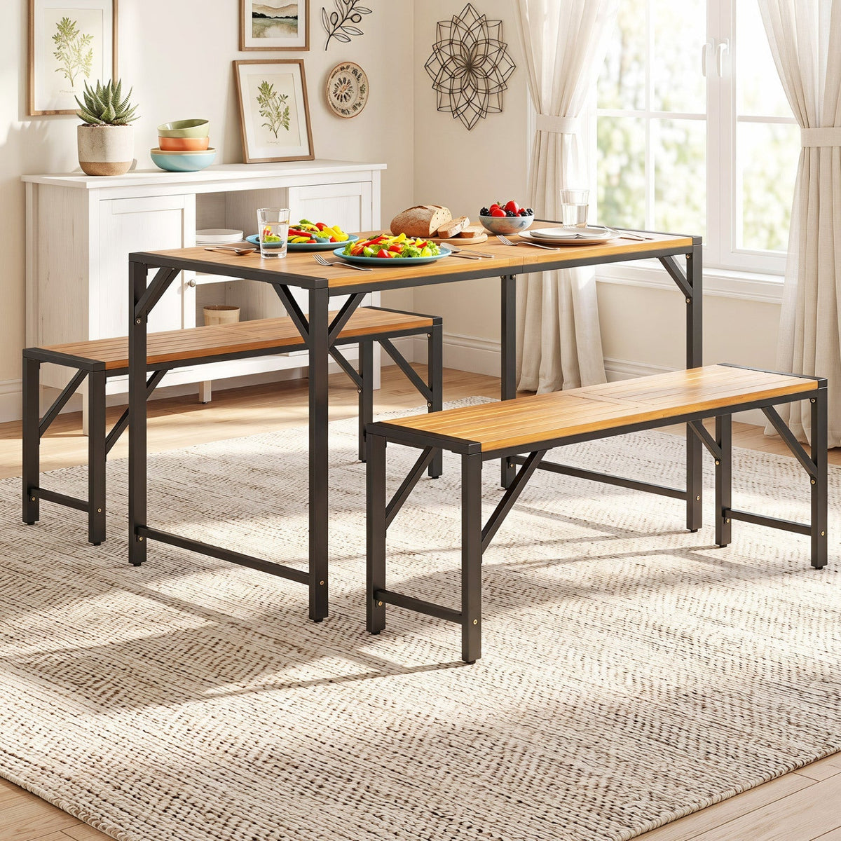 47.5" Outdoor Wood Bench-Slatted Seat