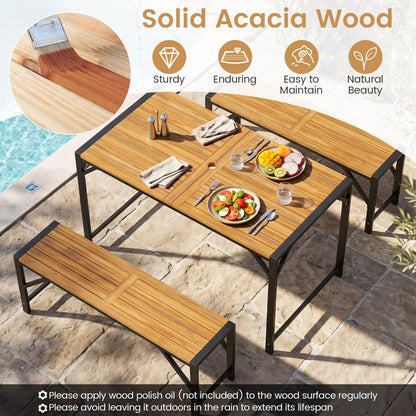 47.5" Outdoor Wood Bench-Slatted Seat