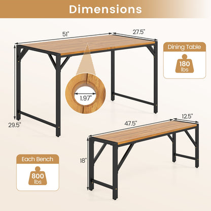 47.5" Outdoor Wood Bench-Slatted Seat