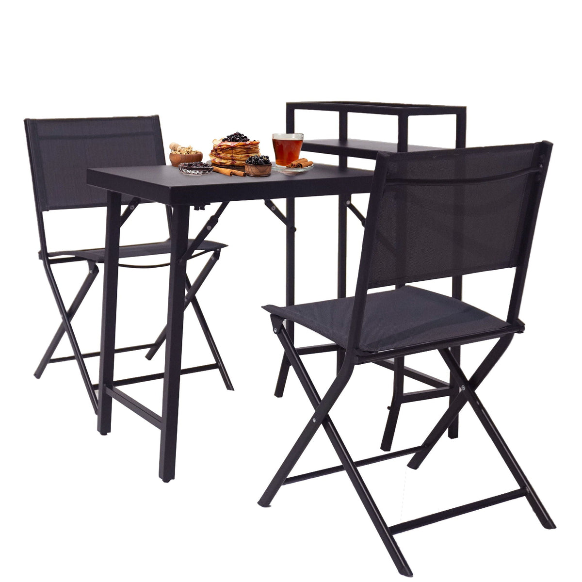3 Piece Set Foldable Patio Table And Chairs