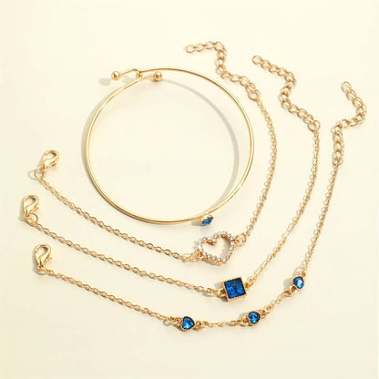 4 Piece Bracelet Heart & Square Design