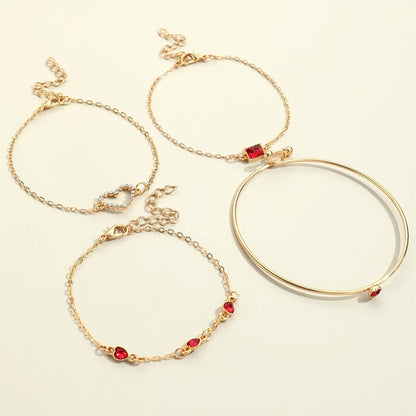 4 Piece Bracelet Heart & Square Design