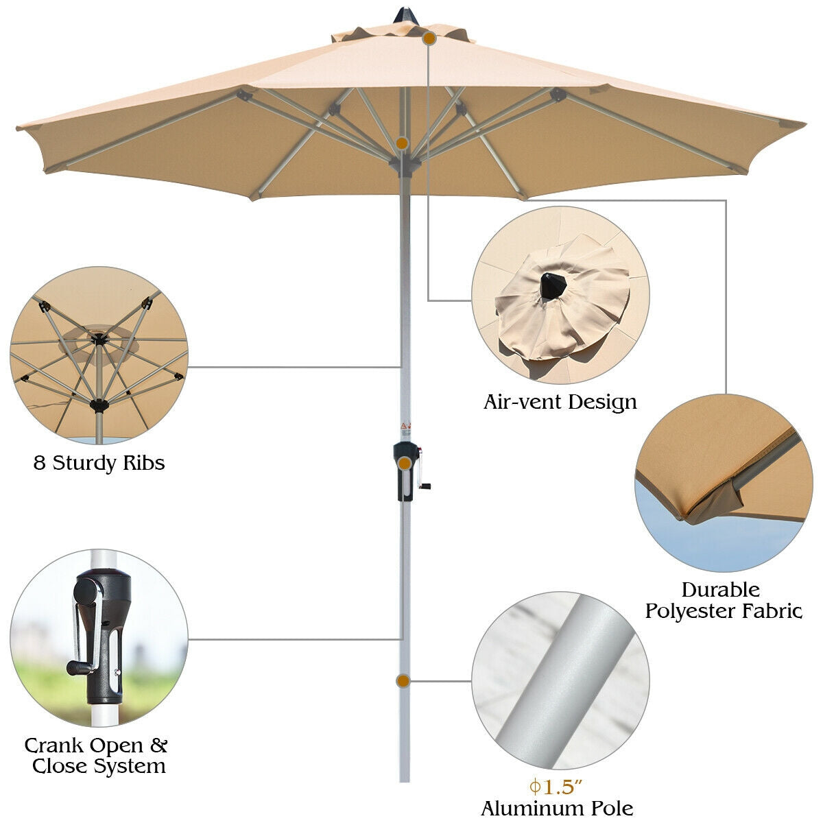 9' Outdoor Patio Umbrella