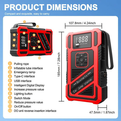 2-in-1 Tire Inflator And Jump Starter