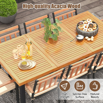 9 Pieces Wood Patio Dining Set