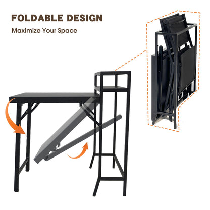3 Piece Set Foldable Patio Table And Chairs