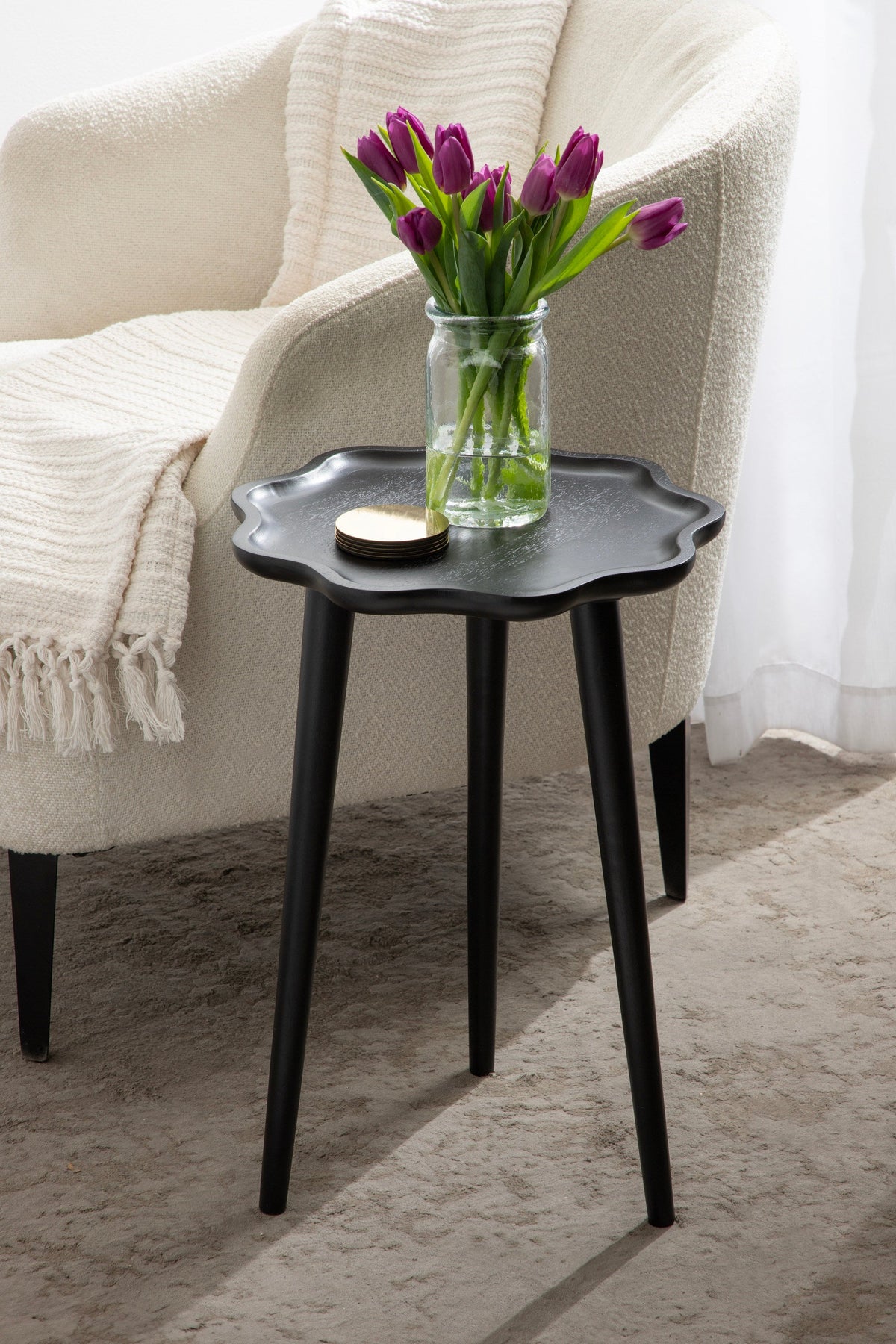 Scallop Wood Side Table