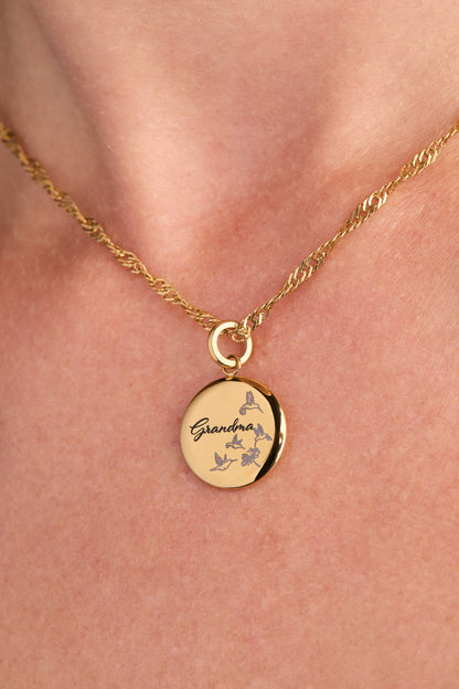 Grandma Hummingbird Disc Charm