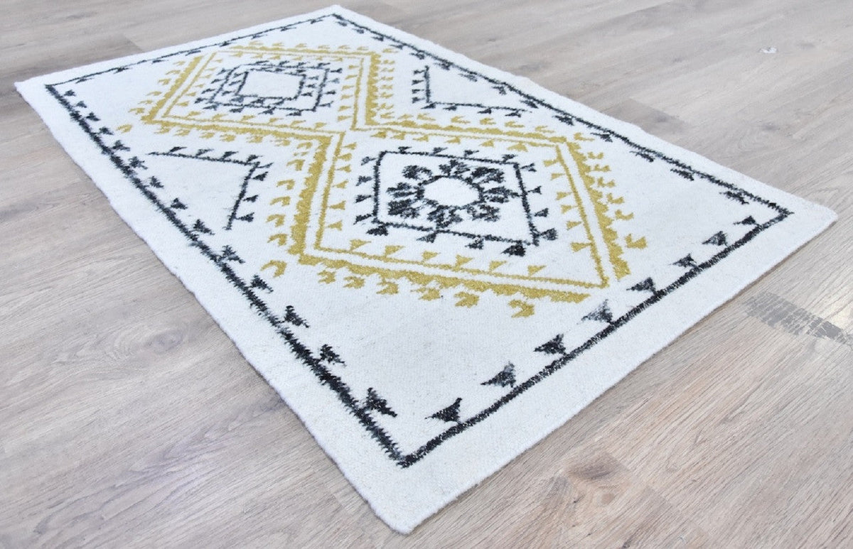 Black Wool And Silk Handmade Rug