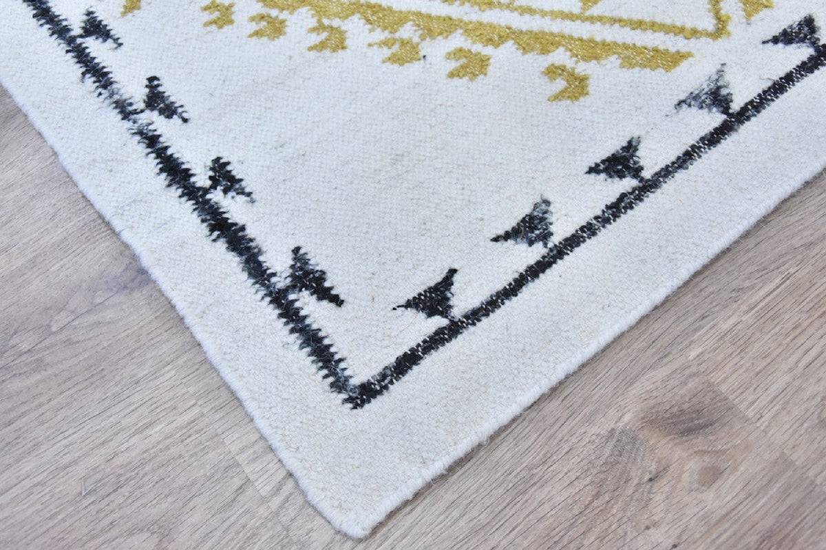 Black Wool And Silk Handmade Rug
