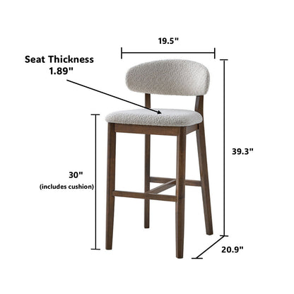 2 - Upholstered Bar Height Stools, Solid Wood