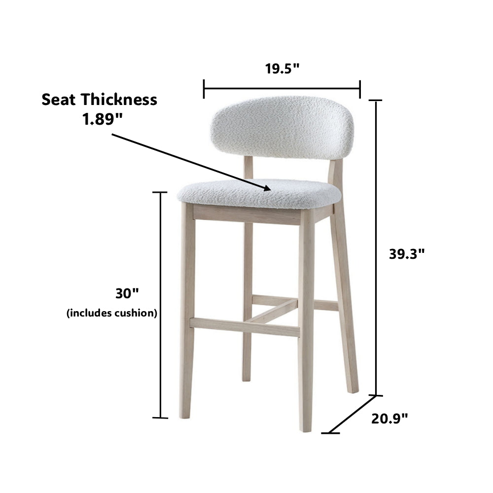 2 - Upholstered Bar Height Stools, Solid Wood