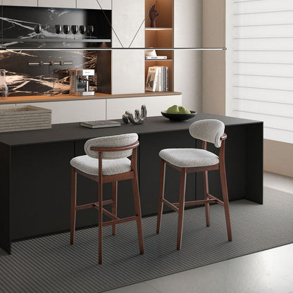 2 - Upholstered Bar Height Stools, Solid Wood