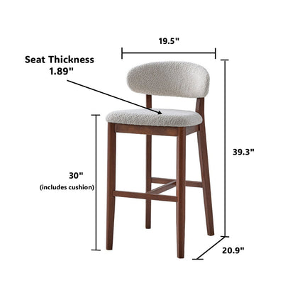 2 - Upholstered Bar Height Stools, Solid Wood