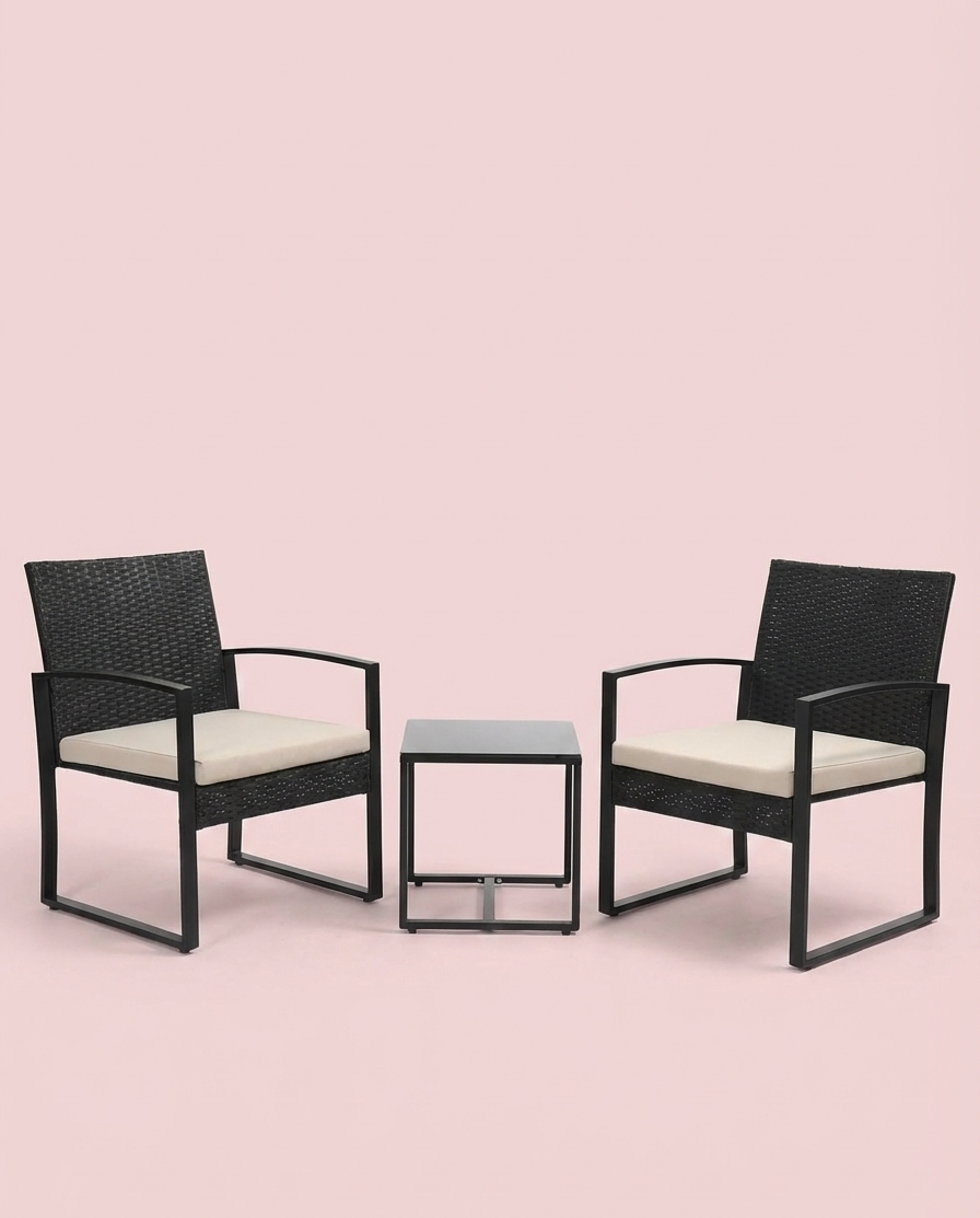 3-Piece Outdoor Wicker Chairs + Bar Table