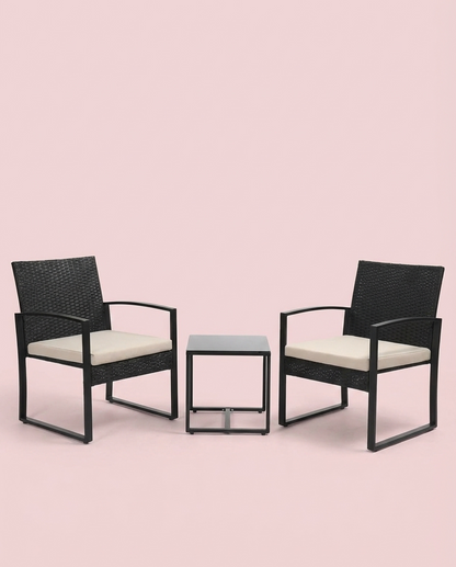 3-Piece Outdoor Wicker Chairs + Bar Table