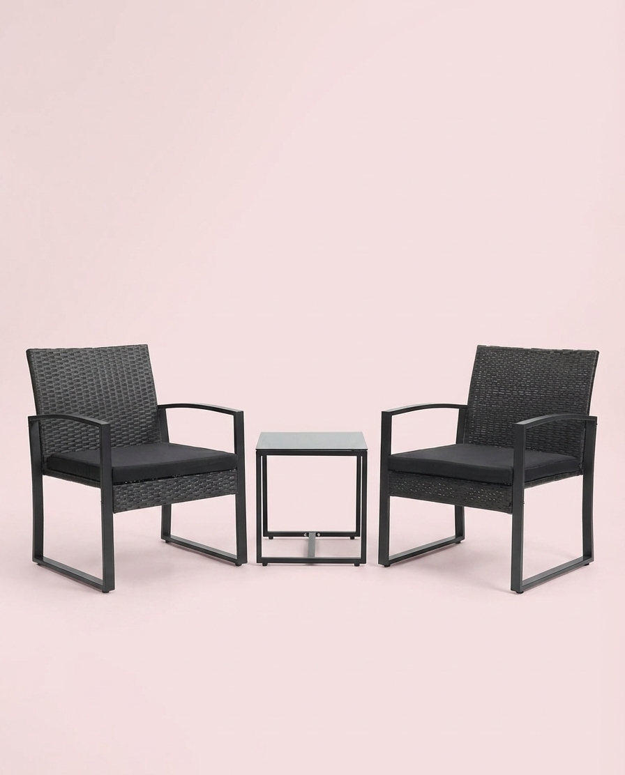 3-Piece Outdoor Wicker Chairs + Bar Table