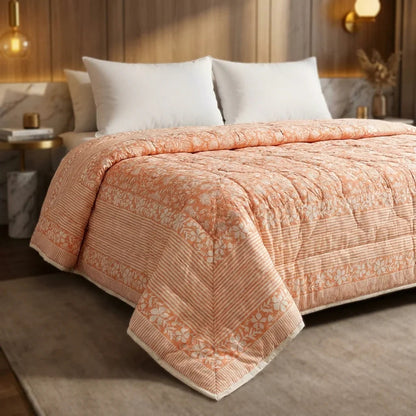 Peach & Cream Quilted Comforter