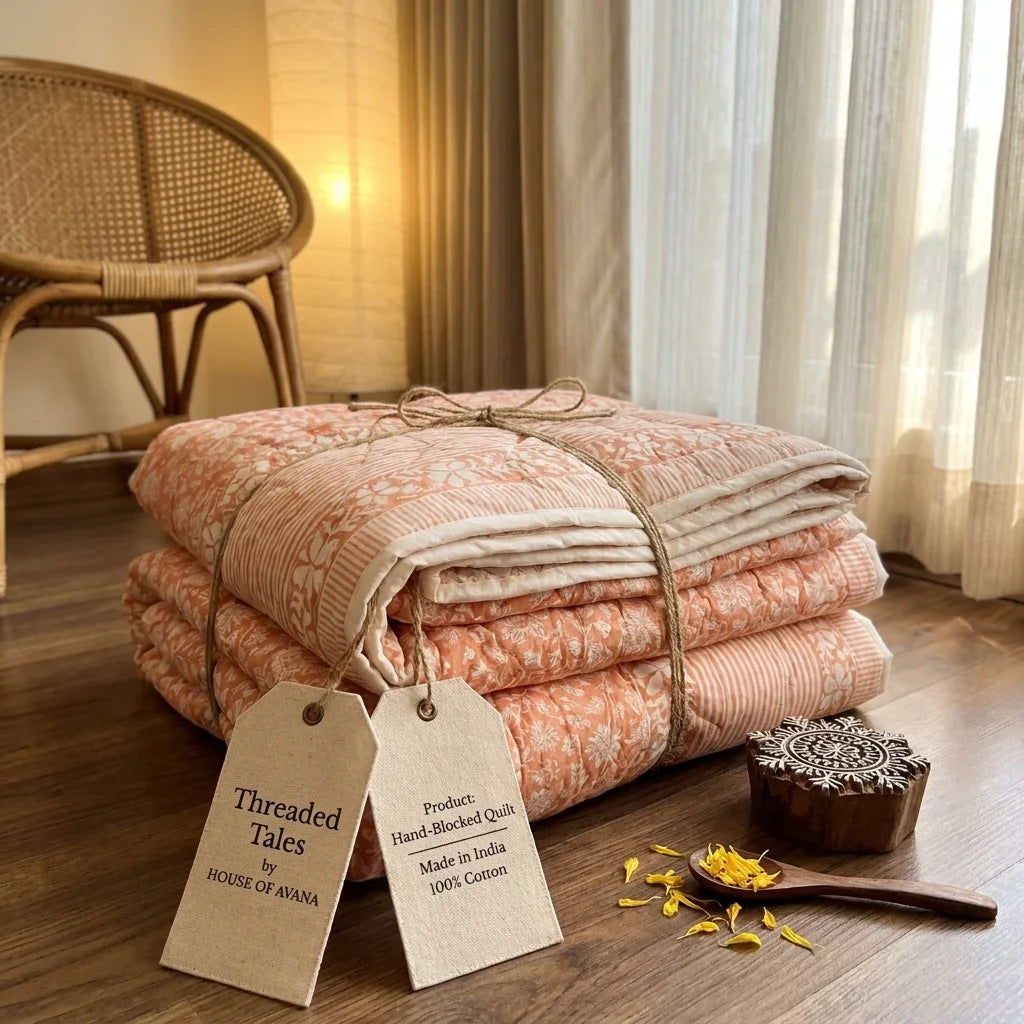 Peach & Cream Quilted Comforter