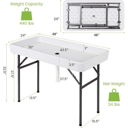 Folding Ice Table With Drain Portable Table