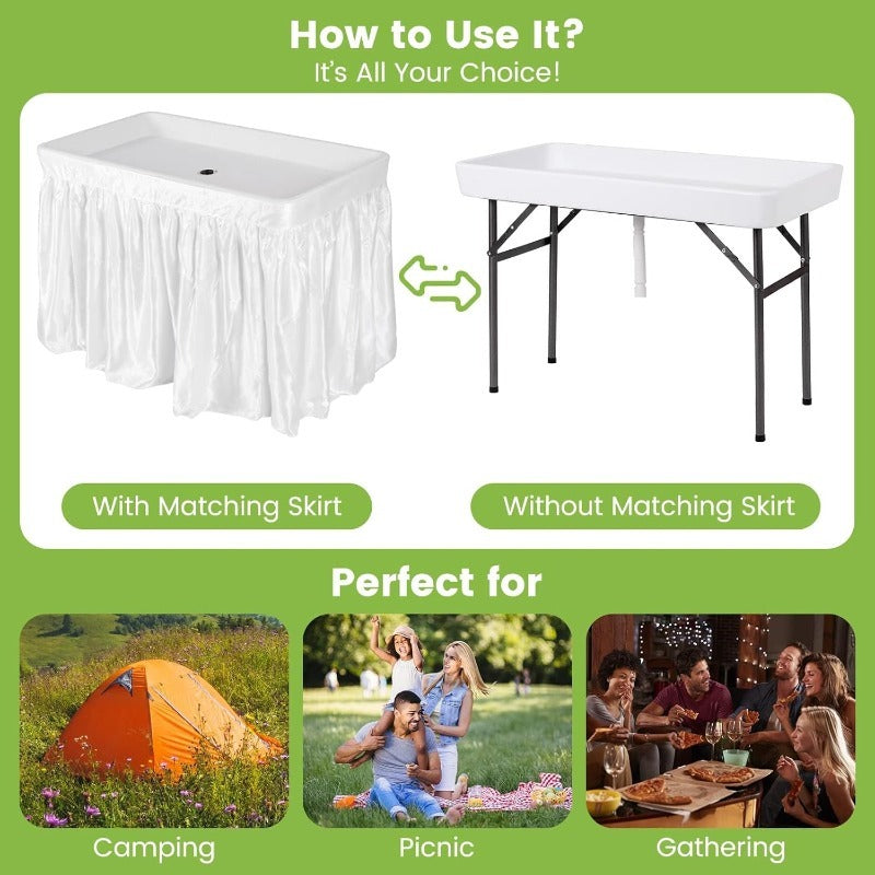 Folding Ice Table With Drain Portable Table