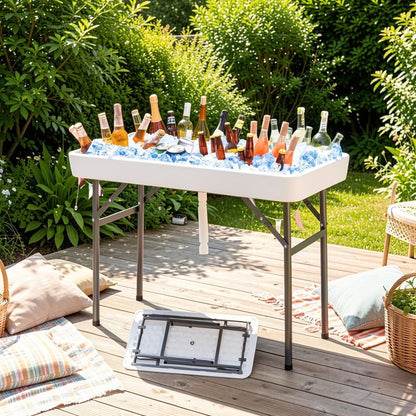 Folding Ice Table With Drain Portable Table