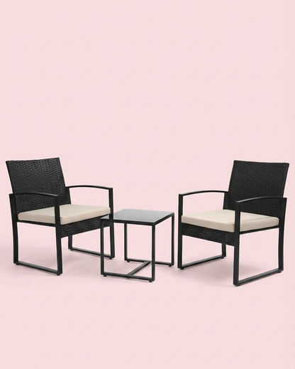 3-Piece Outdoor Wicker Chairs + Bar Table