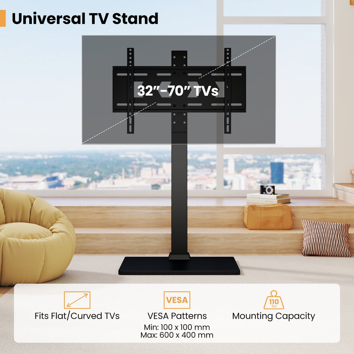 Adjustable TV Stand With Shelf for 32-70 Inch TVs